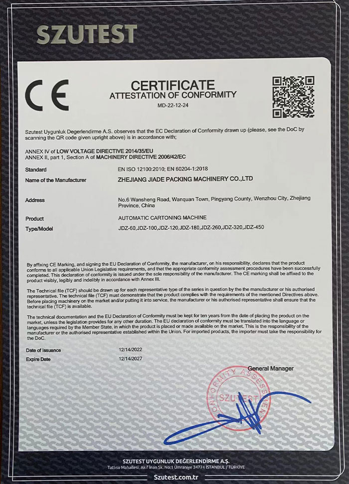 CE-Automatic Cartoning Machine